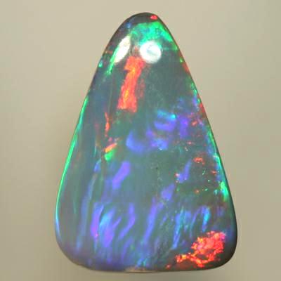SOLID SEMI BLACK OPAL Great pendant stone, burning red and bright green turquoise